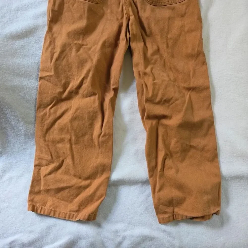 Carhartt Kids Size 7 Brown Duck Canvas Double Knee Bib Overalls Workwear Play